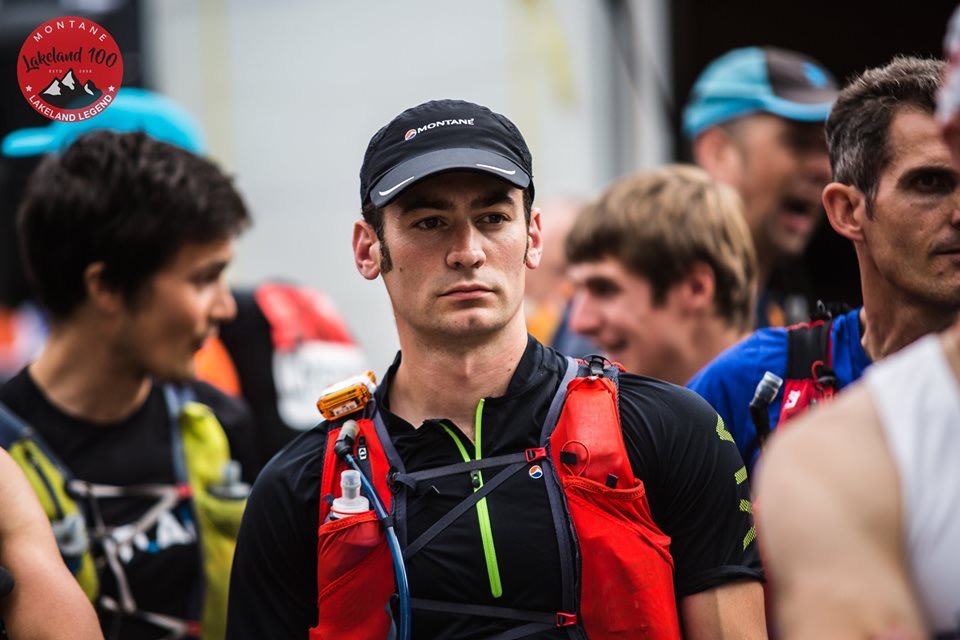 Nick at the Lakeland 100 start line with race vest and bottles