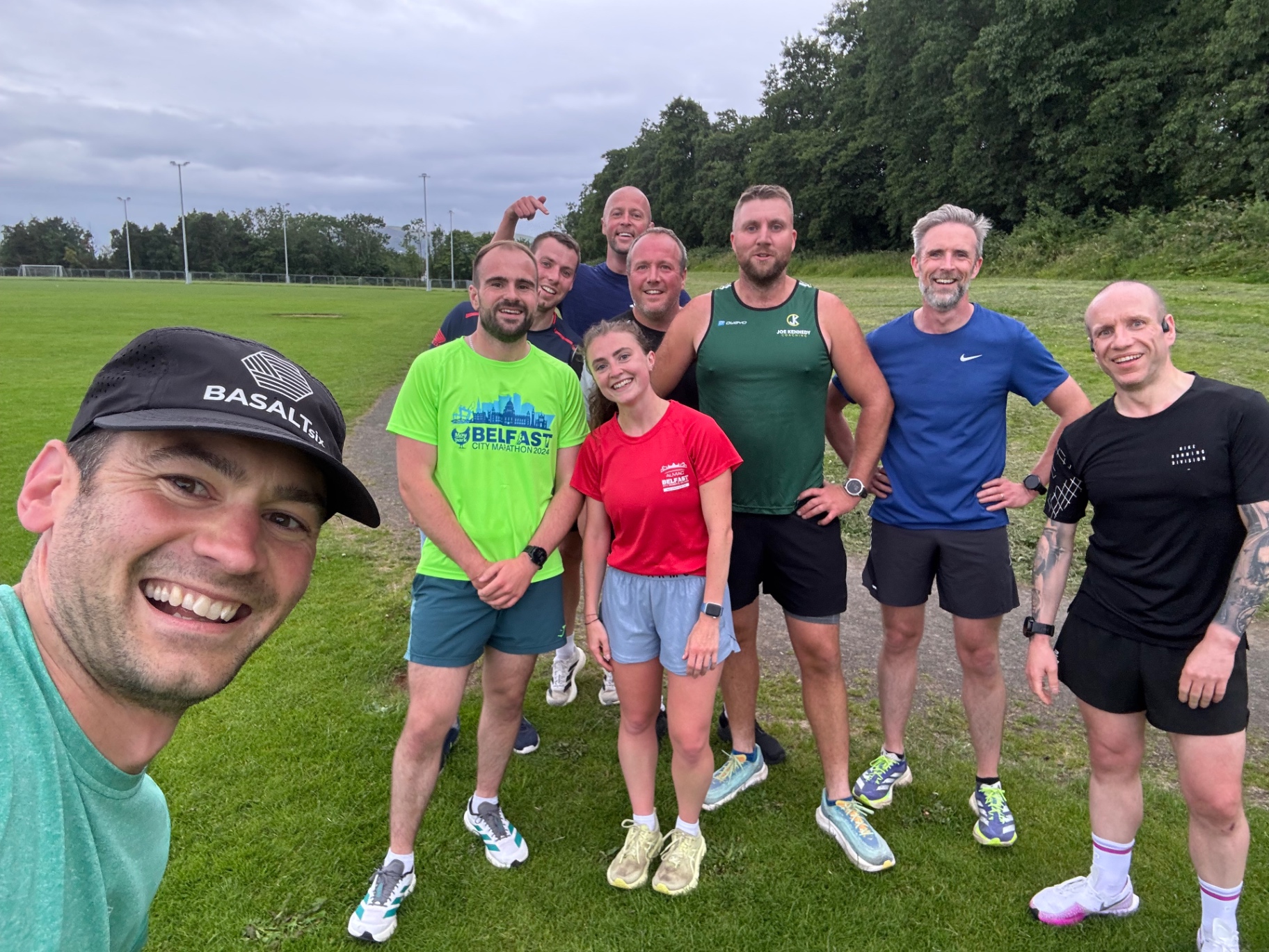 Nick with a group of runners after an evening session