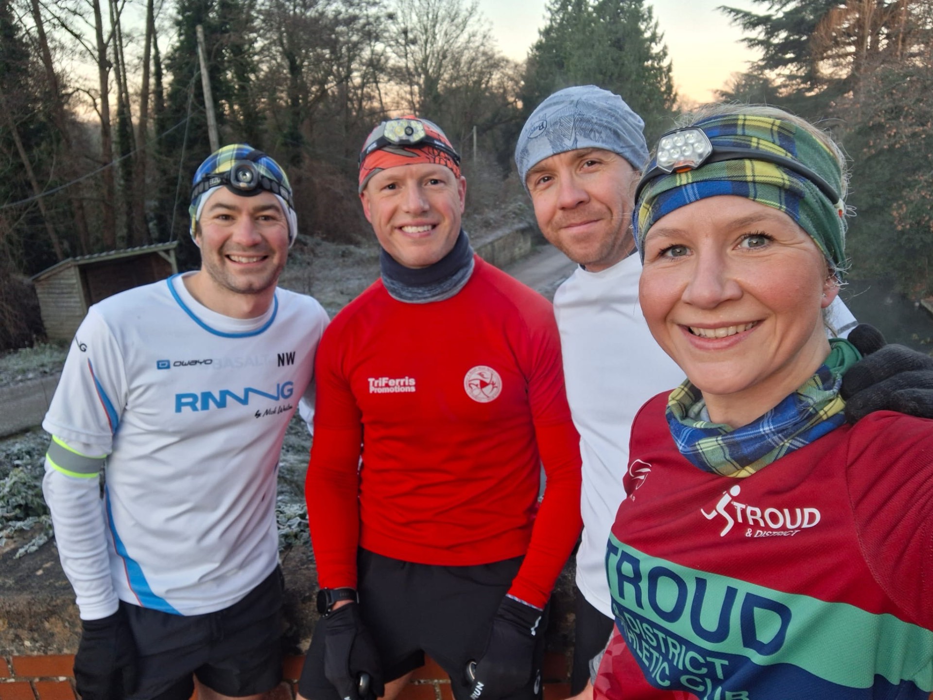 Nick on a frosty early-morning head-torch run with a small group