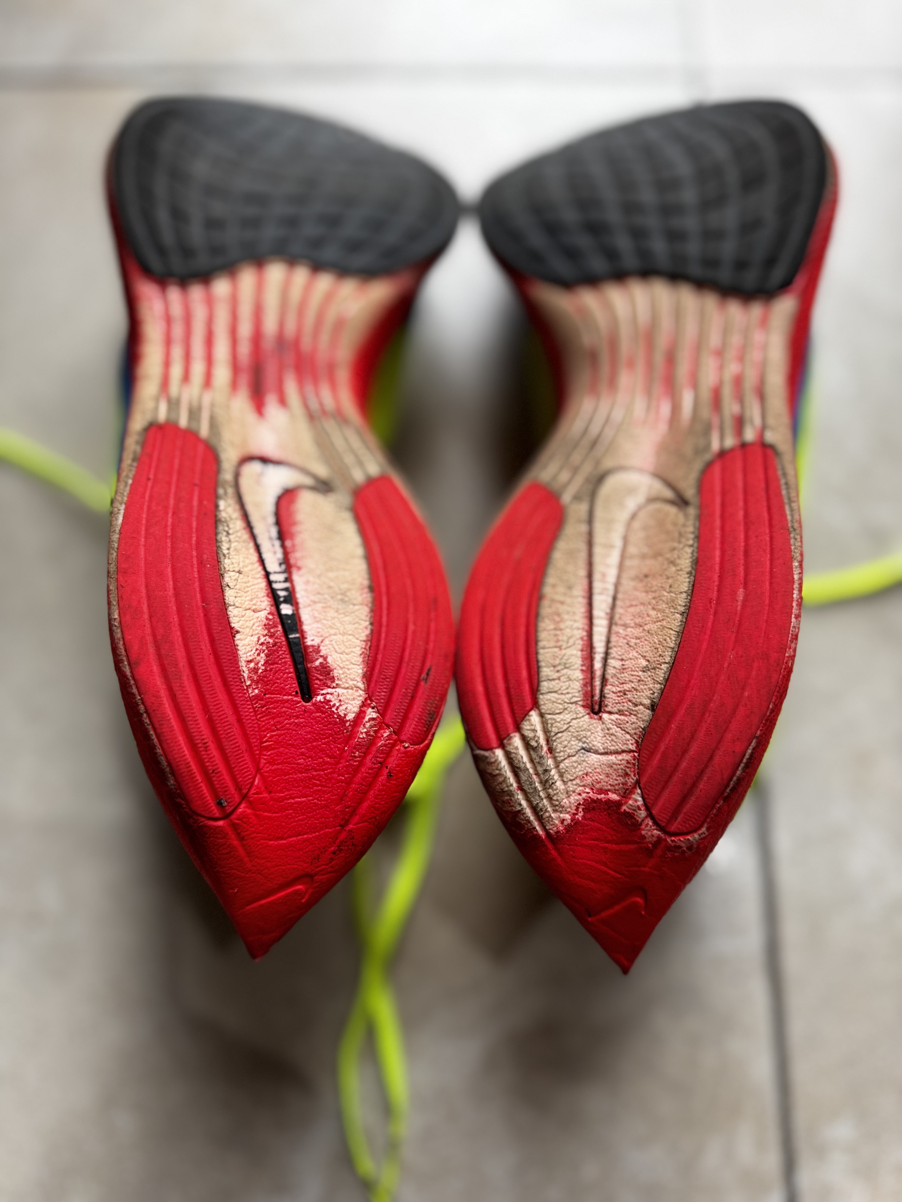 Asymmetric wear from heel striking on my Nike Vaporfly 2